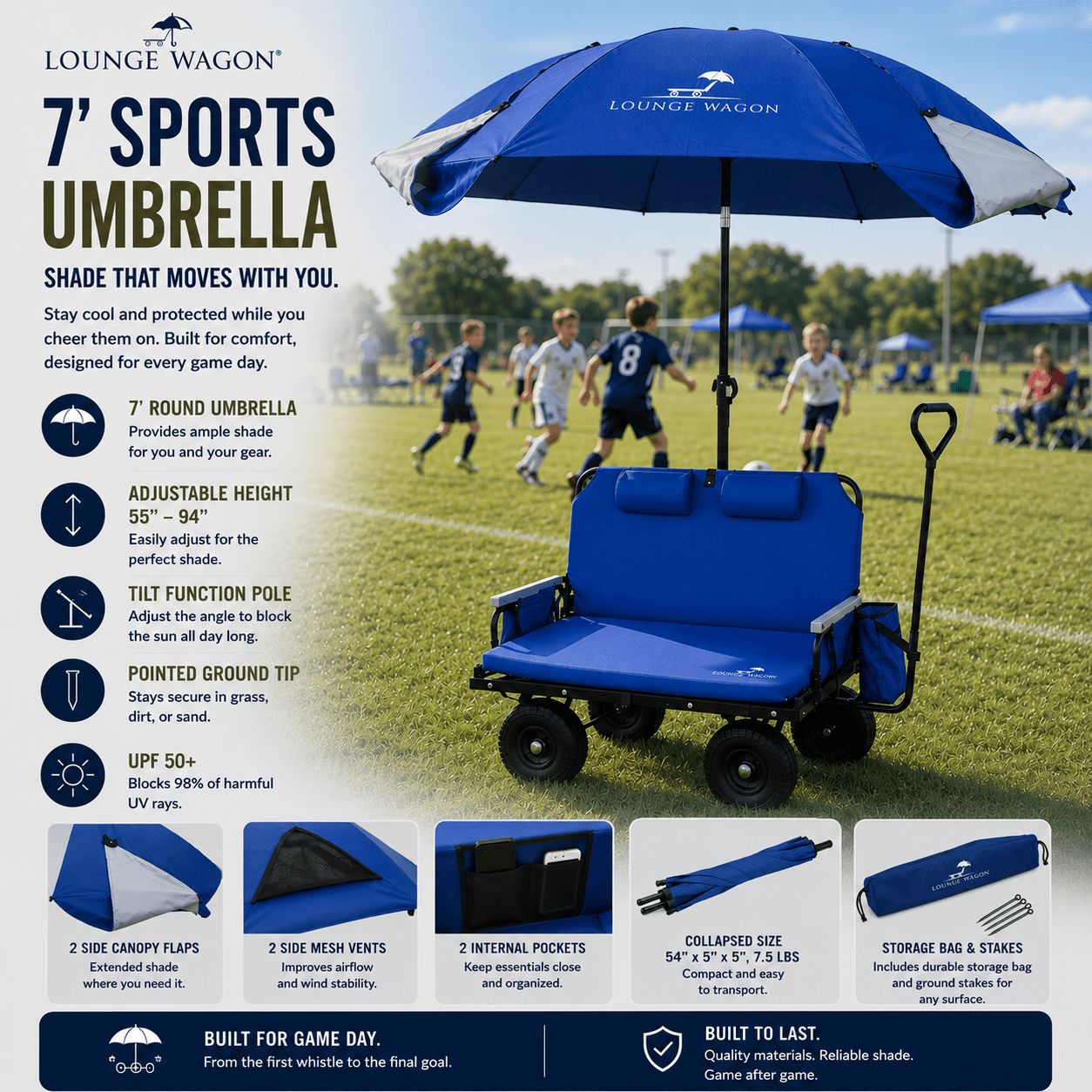 7' Sports Umbrella XL - Lounge Wagon