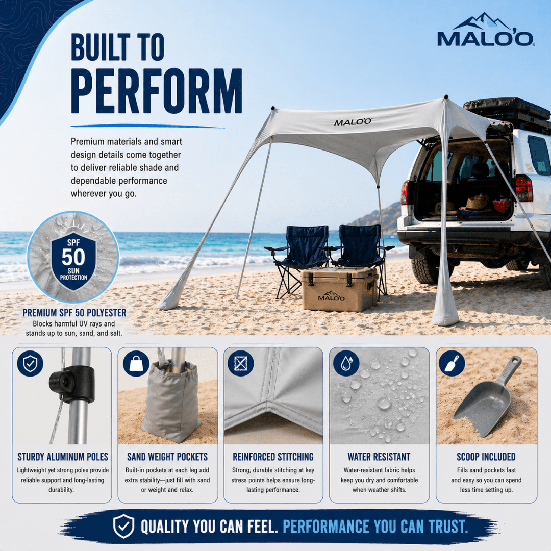 DualShade™ 10x10 - Instant beach shade. Vehicle - ready awning - Lounge Wagon