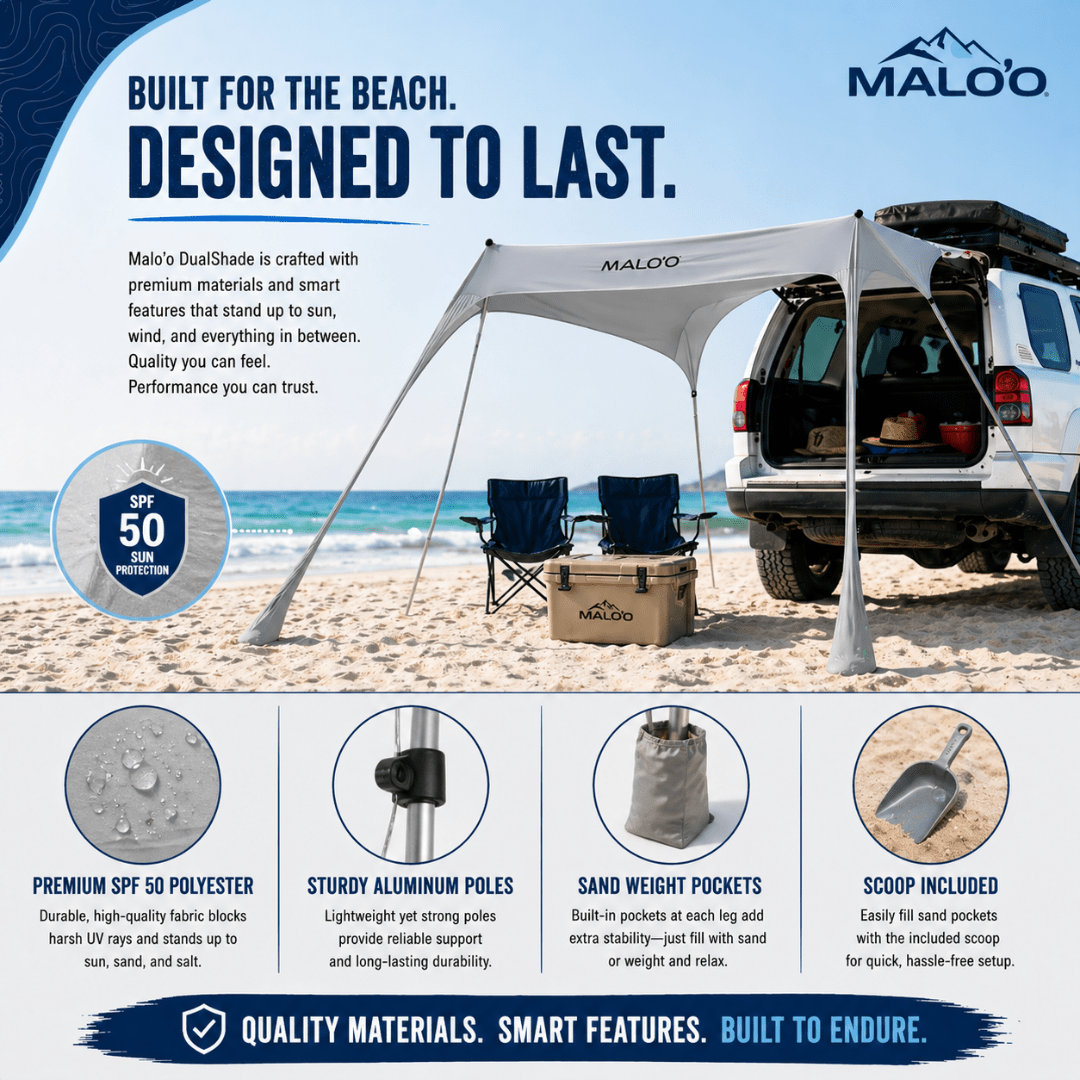 DualShade™ 10x10 - Instant beach shade. Vehicle - ready awning - Lounge Wagon