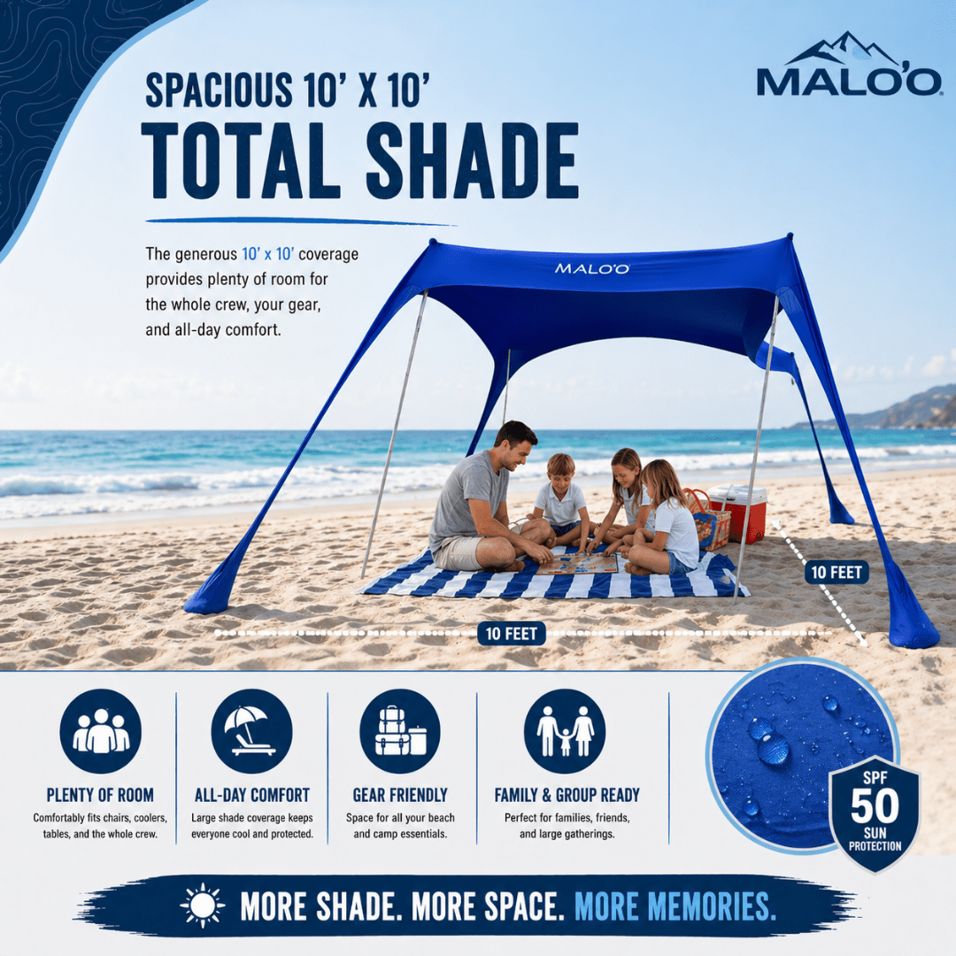DualShade™ 10x10 - Instant beach shade. Vehicle - ready awning - Lounge Wagon