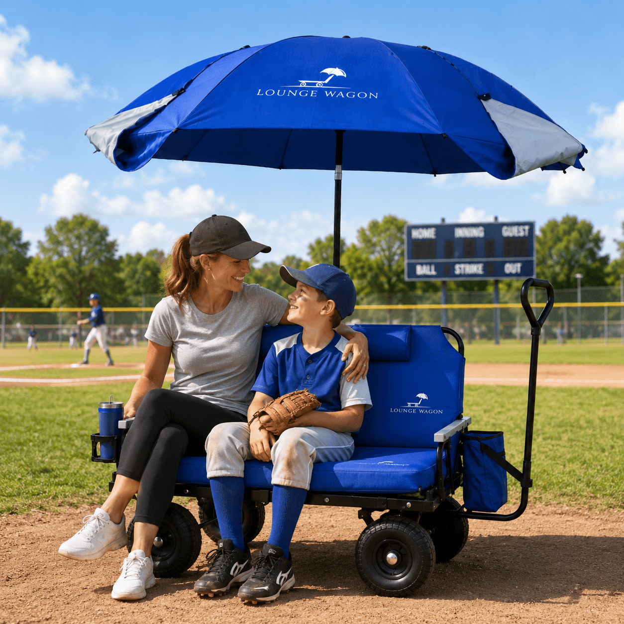 Wagon & 6' Xl Sports Umbrella Setup - Lounge Wagon