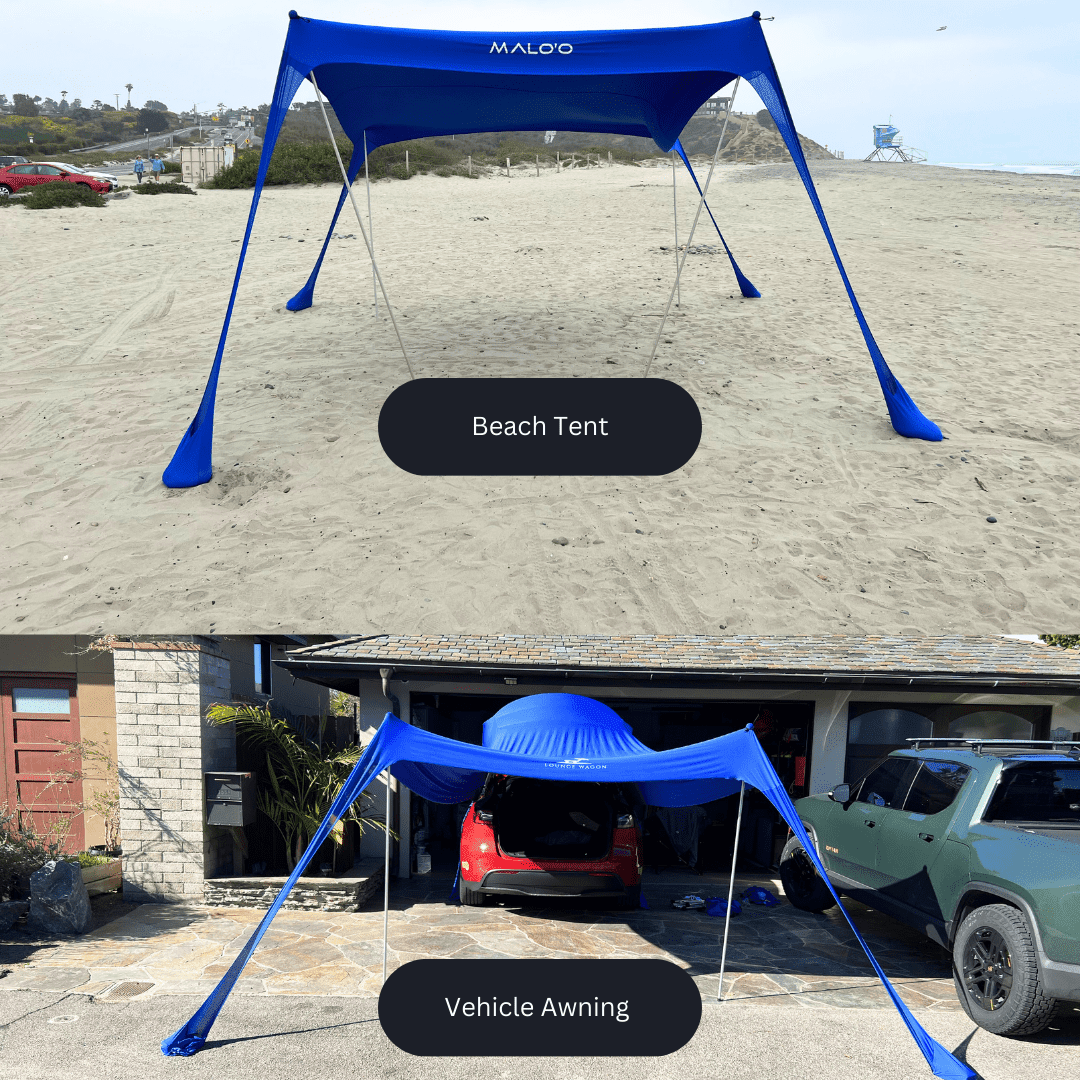 DualShade™ 10x10 - Instant beach shade. Vehicle - ready awning - Lounge Wagon