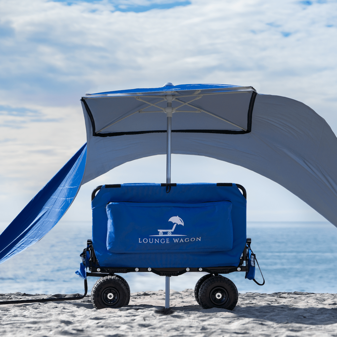 Malo&#39;o Racks Wagons Blue Lounge Wagon Beach Umbrella